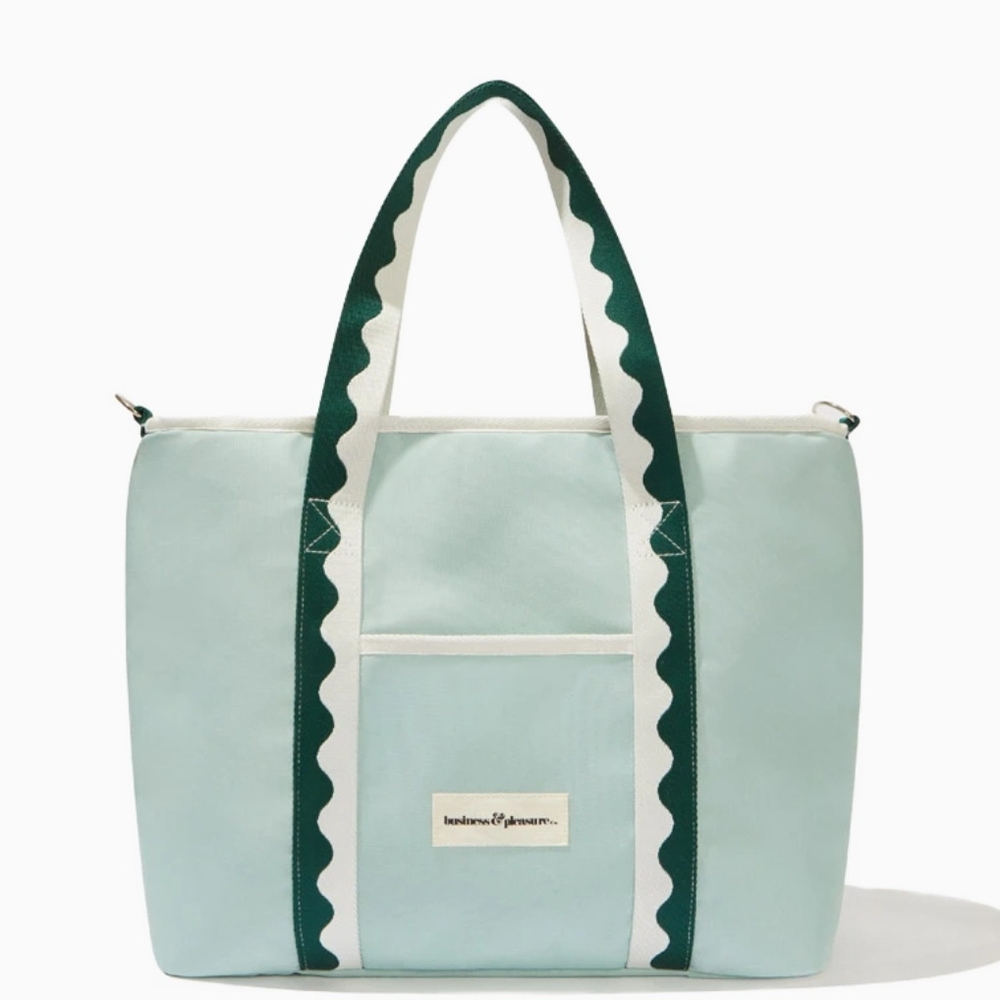 Business & Pleasure Co Mint Green Tote with Dark Green Accents